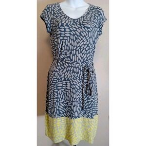 Boden Petite Geometric‎ Colorblock Print Cap Sleeve Strap Tie Dress Size 6P